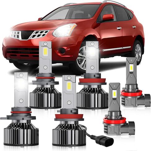 Fits For Ford Explorer 2016 2017 2018 2019 LED Light Bulb Combo,9005 High Beam 9006 Low Beam 9145 Fog Lights Combo,500% Brightness,70W,6500K White,Plug and Play,6 Pack in Kuwait