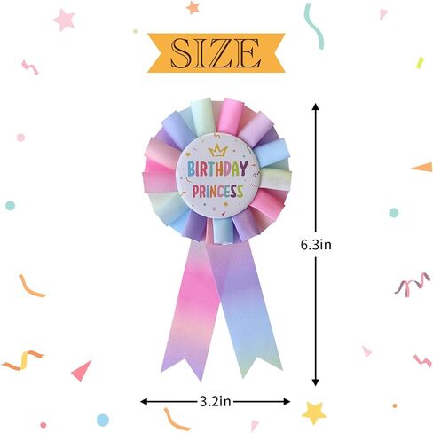 Birthday Princess Badge Pin – Colorful Award Ribbon for Women & Girls, Happy Birthday Button Pin, Princess Theme Party Decorations in Saudi Arabia