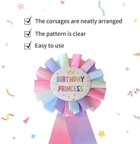 Birthday Princess Badge Pin – Colorful Award Ribbon for Women & Girls, Happy Birthday Button Pin, Princess Theme Party Decorations in Saudi Arabia