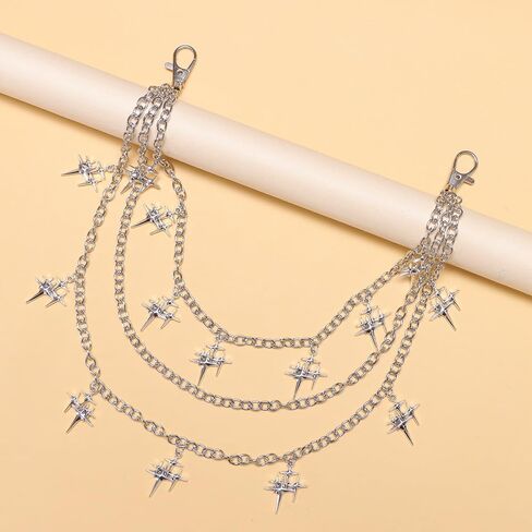 Y2K Star Pants Chain for Men Jean Chains for Women Pocket Chain for Pants Biker Hip Punk Chains Silver Y2K Jewelry for Women Accessory Trendy Fashion for Music Festival Concert Cosplay in Saudi Arabia