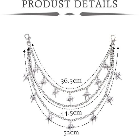 Y2K Star Pants Chain for Men Jean Chains for Women Pocket Chain for Pants Biker Hip Punk Chains Silver Y2K Jewelry for Women Accessory Trendy Fashion for Music Festival Concert Cosplay in Saudi Arabia