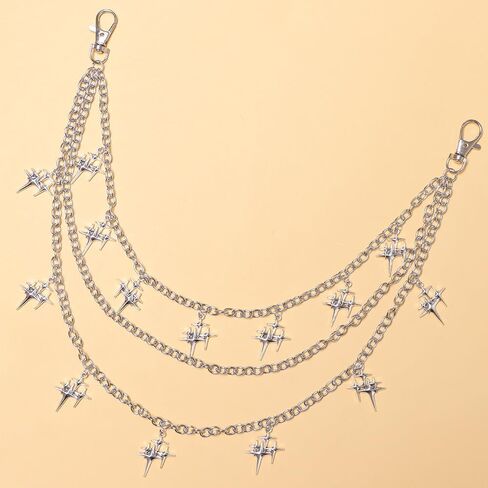 Y2K Star Pants Chain for Men Jean Chains for Women Pocket Chain for Pants Biker Hip Punk Chains Silver Y2K Jewelry for Women Accessory Trendy Fashion for Music Festival Concert Cosplay in Saudi Arabia