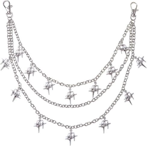 Y2K Star Pants Chain for Men Jean Chains for Women Pocket Chain for Pants Biker Hip Punk Chains Silver Y2K Jewelry for Women Accessory Trendy Fashion for Music Festival Concert Cosplay in Saudi Arabia
