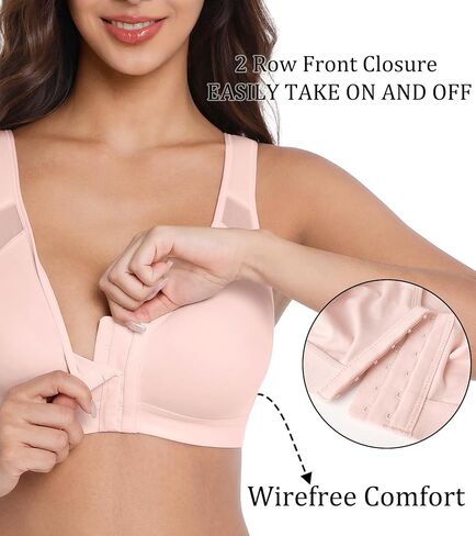 No Wire Front Closure Posture Full Coverage Bra Back Support Wireless Non Padded Comfort Everyday Bra in Saudi Arabia