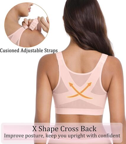 No Wire Front Closure Posture Full Coverage Bra Back Support Wireless Non Padded Comfort Everyday Bra in Saudi Arabia