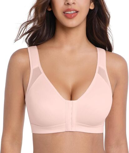 No Wire Front Closure Posture Full Coverage Bra Back Support Wireless Non Padded Comfort Everyday Bra in Saudi Arabia