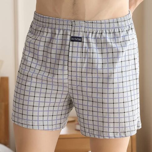 Men's Plaid Boxer Shorts, Elastic Waistband Cotton Underwear with Multiple Checkered Patterns in Saudi Arabia