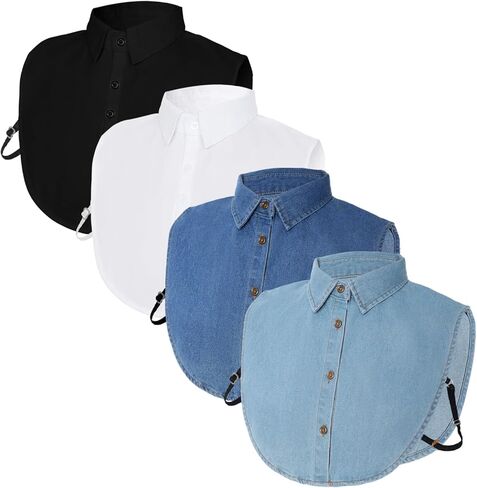 4 Pcs Fake Collar Detachable False Dickey Collar Half Shirts Round Blouse Collars for Women in Saudi Arabia
