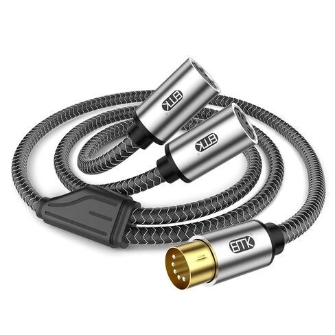 كابل EMK MIDI، كابل MIDI مجدول من النايلون بخمسة دبابيس متوافق مع لوحة مفاتيح MIDI، مركب، تأثيرات الجيتار المتعددة، أخذ العينات، بطاقة صوت خارجية، خلاط صوت، مكبر صوت (2 قطعة، 1.5 قدم/0.5 متر) in Kuwait