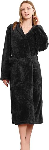 أرواب بغطاء رأس قطيفة خفيفة الوزن للنساء، رداء حمام طويل ناعم ودافئ من الصوف للنساء، رداء سبا للاستراحة in Kuwait