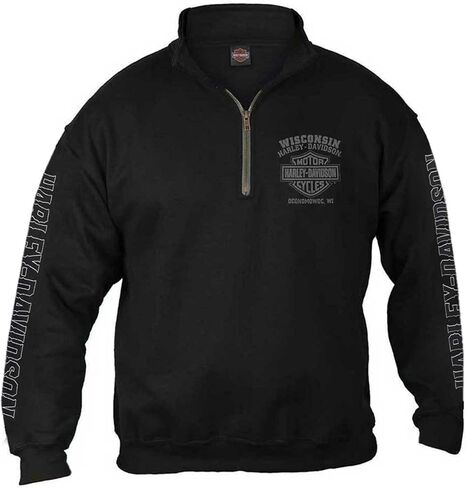 Harley-Davidson Men's Road Pilot 1/4 Zip Cadet Pullover Sweatshirt, Black in Saudi Arabia