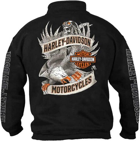 Harley-Davidson Men's Road Pilot 1/4 Zip Cadet Pullover Sweatshirt, Black in Saudi Arabia