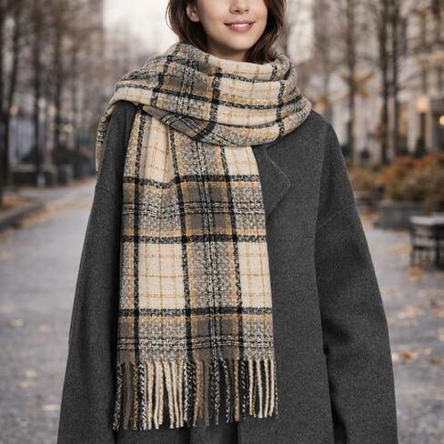 Tartan Plaid Winter Scarf for Women, Soft Cashmere-Feel Winter Warm Neck Scarfs Long Blanket Scarves Shawls Wraps in Saudi Arabia