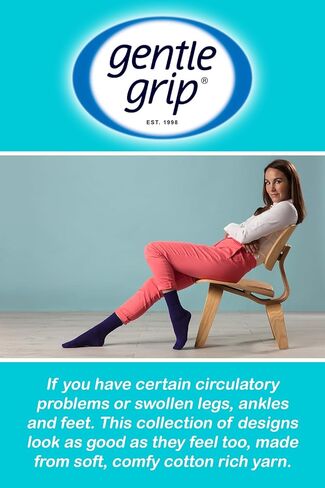 Gentle Grips Women's Gentle Grip - Diabetic Sock With Honey Linked Toe Seams 4-8 Uk Black in Saudi Arabia