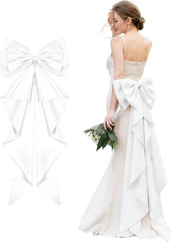 Bencailor Big Satin Ruffle Bow Train for Dress, Detachable Train Removable Bow for Christmas Tree Topper Formal Wedding in Saudi Arabia