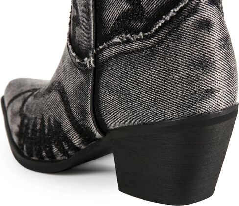 Women's The Western Cowboy Cowgirl Boots Mid Calf Low Heel Pointed Toe Boots for Women in Saudi Arabia