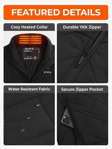 ORORO Men's Heated Quilted Vest (Black, L) and Extended Runtime Battery in Saudi Arabia