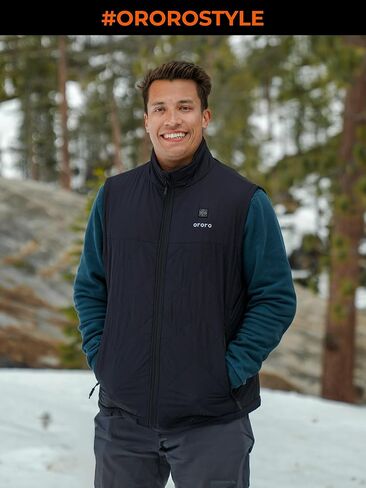 ORORO Men's Heated Quilted Vest (Black, L) and Extended Runtime Battery in Saudi Arabia