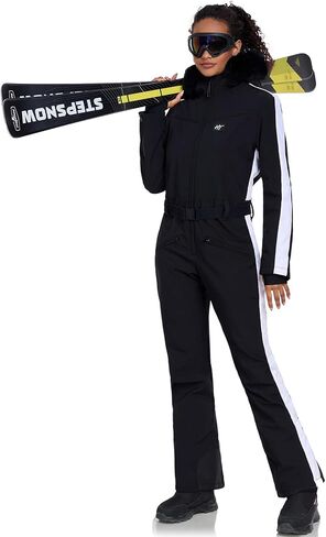 GS SNOWING Women's Ski Suit One Piece Snowsuits Insulated Waterproof Windproof Slim Winter Outdoor Onesies Ski Outfits Jumpsuits Purple XS in Kuwait