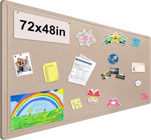 لوحة إعلانات كبيرة، بديل لوحة الفلين مقاس 72 × 48 بوصة، لوحة دبوس زخرفية كبيرة للجدار، لوحة رؤية ذاتية اللصق قابلة للطي مع 36 دبوسًا أسود in Kuwait