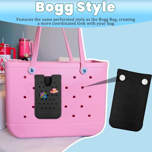 EVA Phone Holder for Bogg Bag，with Hat & Flower Removable Charms， Insert Organizer Accessories for All Brands/Sizes Rubber Beach Bag-White in Saudi Arabia