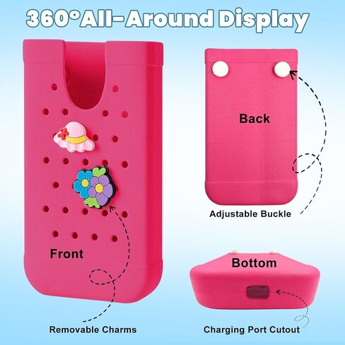 EVA Phone Holder for Bogg Bag，with Hat & Flower Removable Charms， Insert Organizer Accessories for All Brands/Sizes Rubber Beach Bag-White in Saudi Arabia