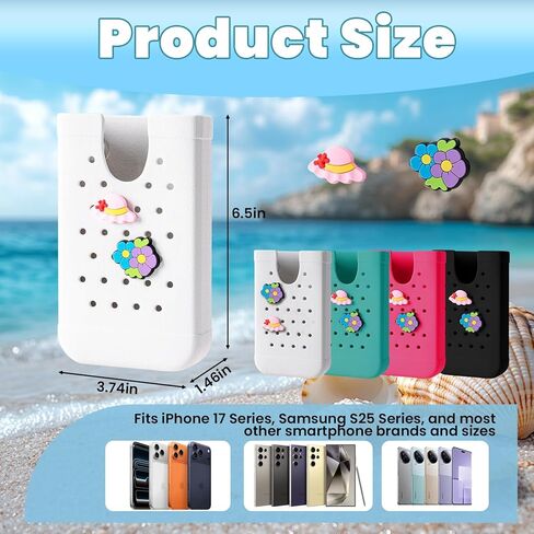 EVA Phone Holder for Bogg Bag，with Hat & Flower Removable Charms， Insert Organizer Accessories for All Brands/Sizes Rubber Beach Bag-White in Saudi Arabia