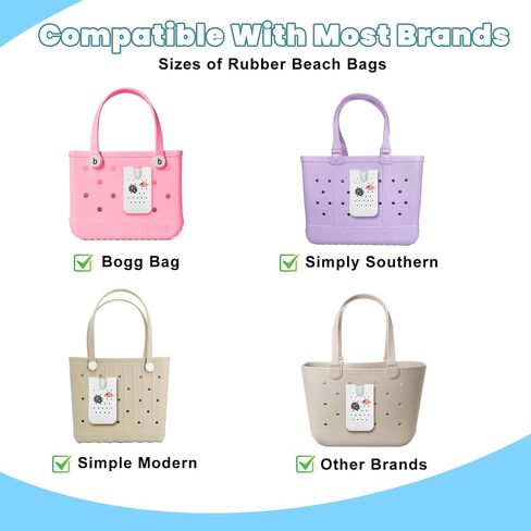 EVA Phone Holder for Bogg Bag，with Hat & Flower Removable Charms， Insert Organizer Accessories for All Brands/Sizes Rubber Beach Bag-White in Saudi Arabia