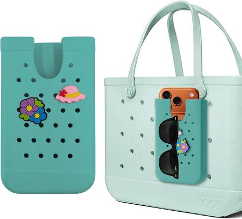 EVA Phone Holder for Bogg Bag，with Hat & Flower Removable Charms， Insert Organizer Accessories for All Brands/Sizes Rubber Beach Bag-White in Saudi Arabia