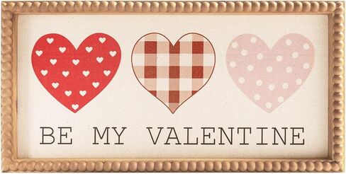 Be My Valentine Sign, Wooden Valentine's Day Wall Decor Art Wood Framed, Table Top Mantle Shelf Desk Red Love Heart Decorative Signage Plaque Home Indoor Farmhouse Decorations in Saudi Arabia