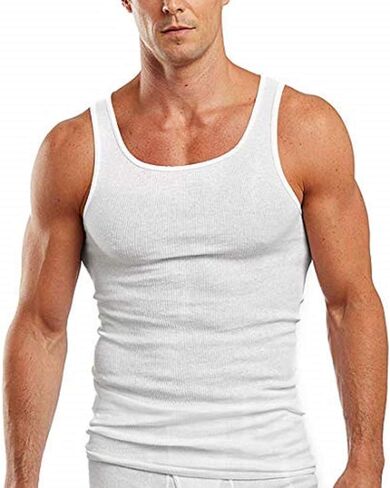 Hanes Men's 12-Pack Fresh IQ White Tagless 100% ComfortSoft Cotton Tank A-Shirts in Saudi Arabia