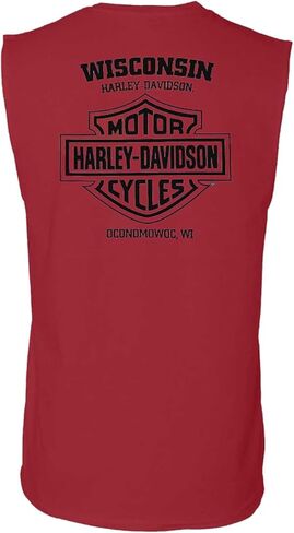 Harley-Davidson Men's Frenzy Sleeveless Crew-Neck Cotton Muscle Shirt, Red in Saudi Arabia