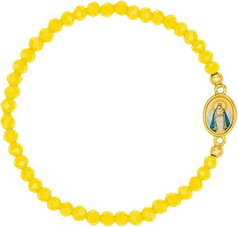 سوار كاثوليك تاون المرن مع ميدالية Virgen de la Caridad del Cobre وخرز 4 مم (الألوان المتاحة: الأزرق، البني، الشفاف، الأحمر، الأبيض، الأصفر) in Kuwait