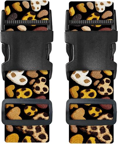 Nuxovilar Luggage Straps of 2 Set Blue & Gold Fluid Art Pattern, 1.96x90.5 inches - Luggage Straps for Suitcases, Nice for Art Lovers, Travel, Adventures in Saudi Arabia