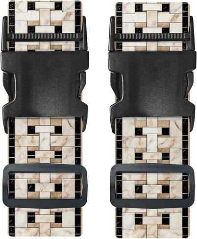 Nuxovilar Luggage Straps of 2 Set Blue & Gold Fluid Art Pattern, 1.96x90.5 inches - Luggage Straps for Suitcases, Nice for Art Lovers, Travel, Adventures in Saudi Arabia