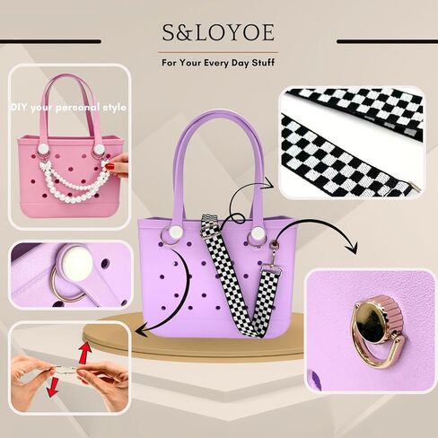 S&loyoe Strap for Bogg Bag Accessories Adjustable Shoulder Crossbody replacement Strap checkered for Beach Totes in Saudi Arabia