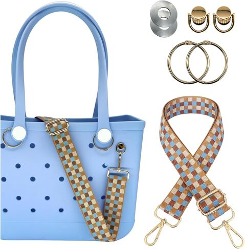 S&loyoe Strap for Bogg Bag Accessories Adjustable Shoulder Crossbody replacement Strap checkered for Beach Totes in Saudi Arabia