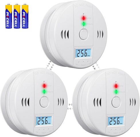 Carbon Monoxide Detectors Battery Powered, Carbon Monoxide Alarm with LED Digital Display, CO Alarm with Human Alarm Sounds and Test Button for Home Kitchen Restaurant Hotel Office(3 Pack) in Saudi Arabia