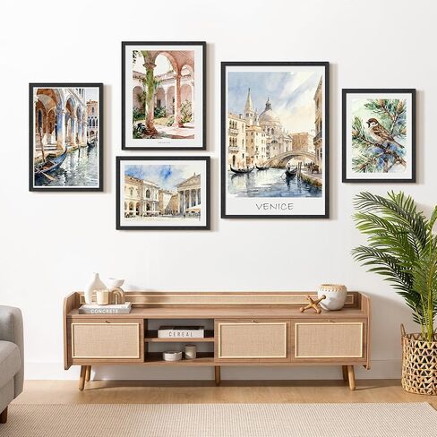 إطارات Upsimples مقاس 16 × 24 مكونة من 3 قطع، إطار صورة كبير من الخشب الأسود MDF مع تعليق حائط عمودي وأفقي، يناسب الملصقات والمطبوعات الفنية وجدار المعرض in Kuwait