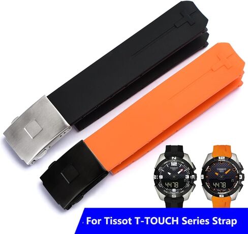 EPANO ل تيسو T-TOUCH T013 T047 20 مللي متر لينة ساعة من المطاط السيليكوني الفرقة أسود برتقالي الرياضة مقاوم للماء حزام ساعة T091 T013420A in Kuwait