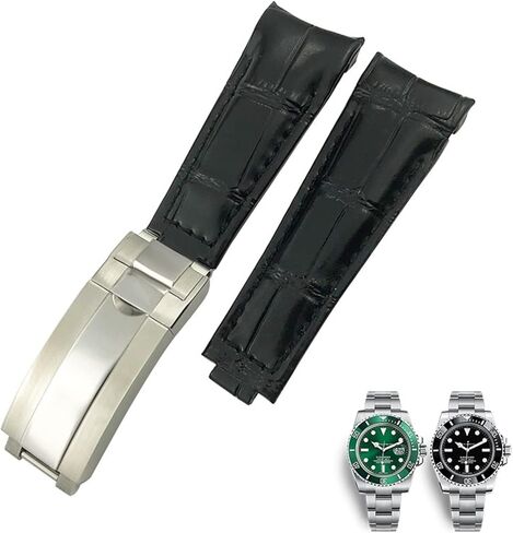 20 مللي متر نهاية منحنية Watchbands حزام من الجلد صالح لرولكس 116610 الغواصة أويستر GMT دايتونا قفل منزلق مشبك أساور جلد البقر in Kuwait