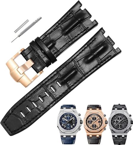 Genuine Leather Watch Strap for AP 15703 Royal Oak Offshore Series 28mm Crocodile Watchbands (Size : 28mm) in Saudi Arabia