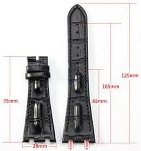 Genuine Leather Watch Strap for AP 15703 Royal Oak Offshore Series 28mm Crocodile Watchbands (Size : 28mm) in Saudi Arabia