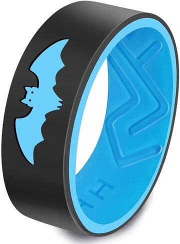Silicone Batman Couple Ring,Men Women Breathable Rubber Anniversary Promise Engagement Wedding Band,8mm Wide 2mm Thick Size 6-13 in Saudi Arabia