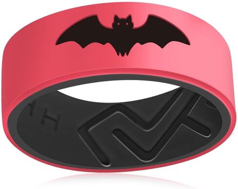 Silicone Batman Couple Ring,Men Women Breathable Rubber Anniversary Promise Engagement Wedding Band,8mm Wide 2mm Thick Size 6-13 in Saudi Arabia