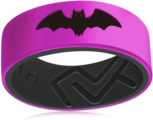 Silicone Batman Couple Ring,Men Women Breathable Rubber Anniversary Promise Engagement Wedding Band,8mm Wide 2mm Thick Size 6-13 in Saudi Arabia