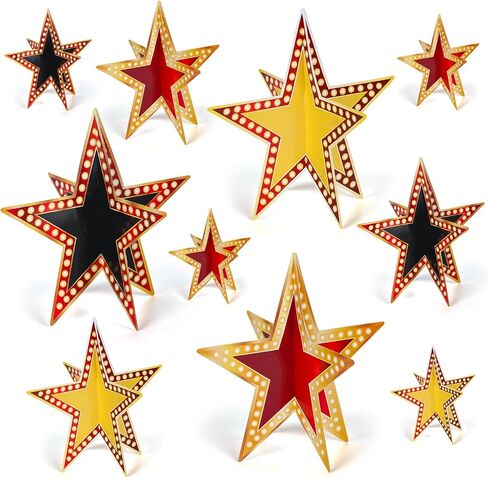 45 Pcs Gold Black Star Centerpieces for Movie Night Party Decorations 3D Movie Night Supplies Star Decorations in 3 Sizes 8" 5" 3" Red Carpet Film Show Theme Birthday Party Table Decor in Kuwait