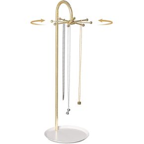 Rotating Necklace Bracelet Holder, Metal Aesthetic Room Decor Jewelry Stand for Necklace Bracelet Watch Keychain Hanger, Beautiful Jewelry Storage Tower for Mom Wife Girl friend (Gold) in Saudi Arabia