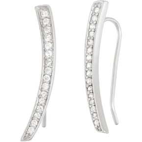 Beaux Bijoux Sterling Silver 925 CZ Curved Bar Ear Climber Crawler Cuff Studs Hypoallergenic Earrings in Saudi Arabia