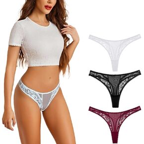 Women's Lace Thong Underwear Sexy Floral Lace Panties Mesh Comfortable Stretch T-Back Underwear for Women in Saudi Arabia